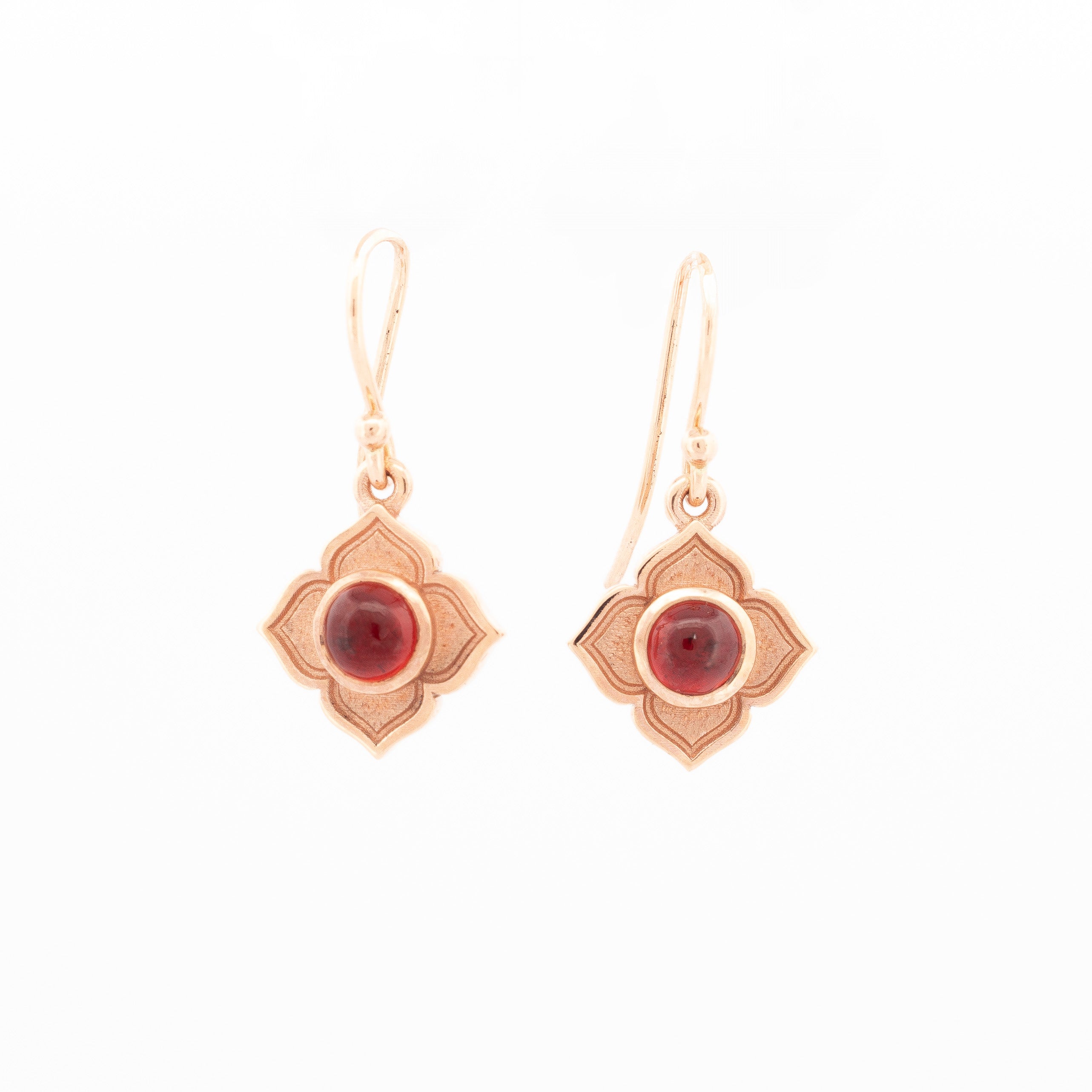 Rose gold garnet earrings